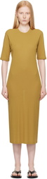 AMI Paris Khaki Cotton Short Sleeve Maxi Dress