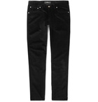 Brioni - Slim-Fit Stretch-Cotton Corduroy Trousers - Men - Black