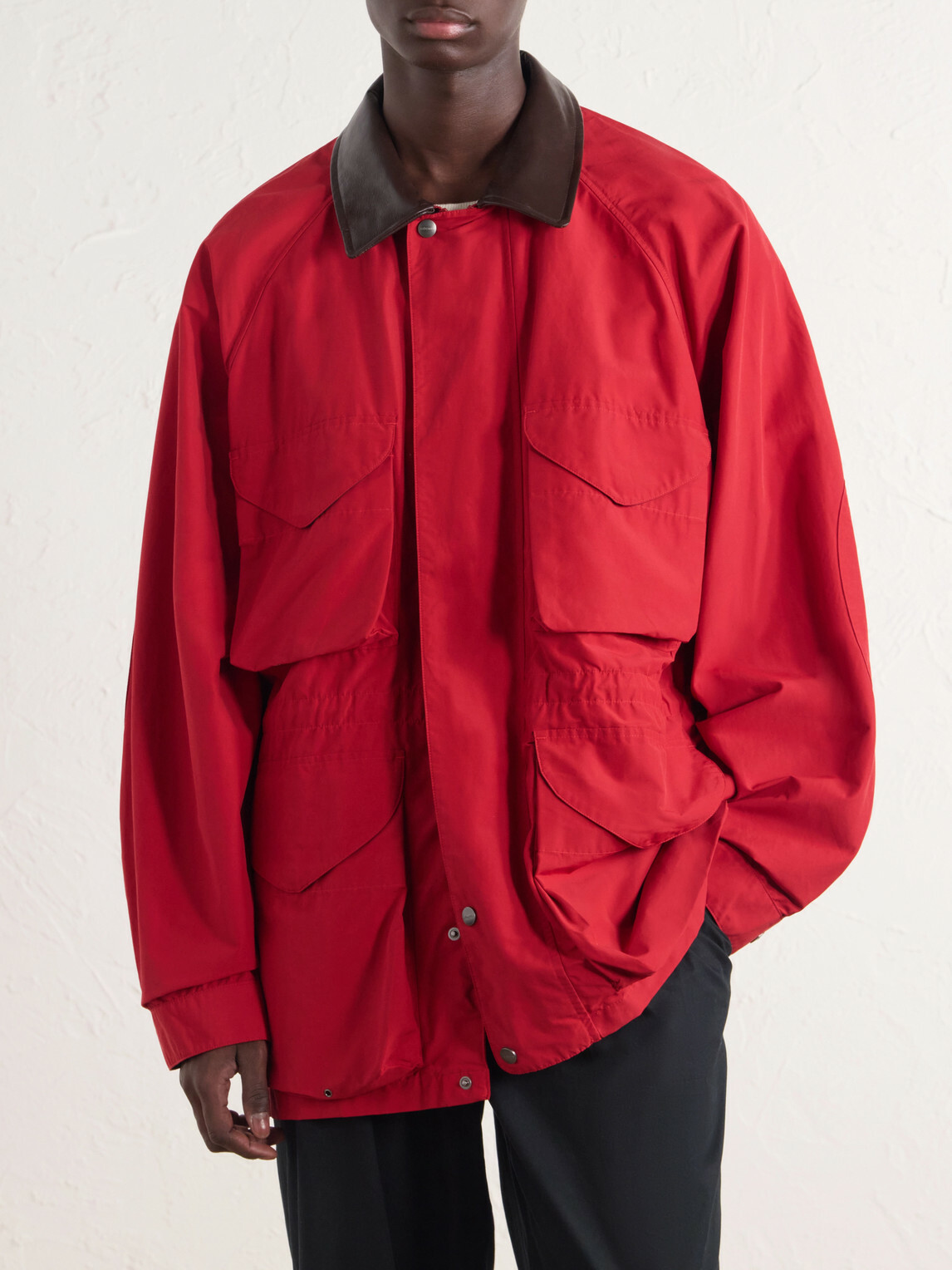 Aimé Leon Dore - Leather-Trimmed Cotton-Blend Jacket - Red