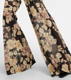Saint Laurent Wide leg floral silk pants