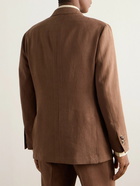 Thom Sweeney - Unstructured Double-Breasted Linen Suit Jacket - Brown