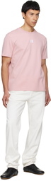 Balmain Pink Embroidered Logo T-shirt