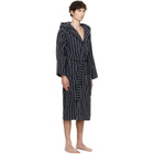 Tekla Black & White Terry Hooded Bathrobe