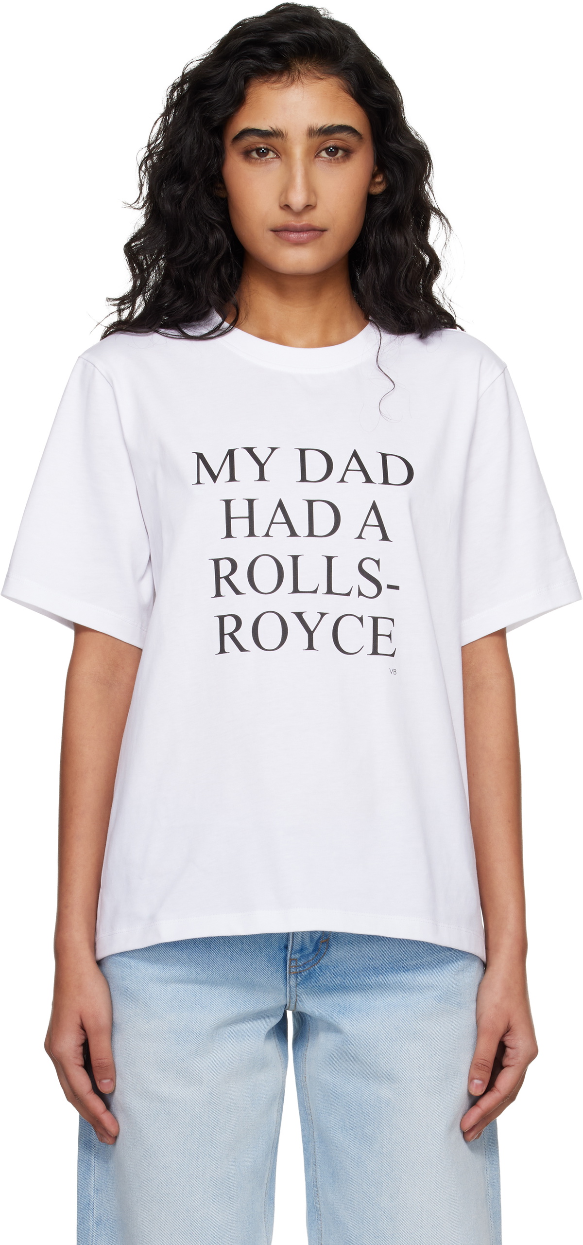 Victoria Beckham White 'My Dad Had A Rolls-Royce' T-shirt
