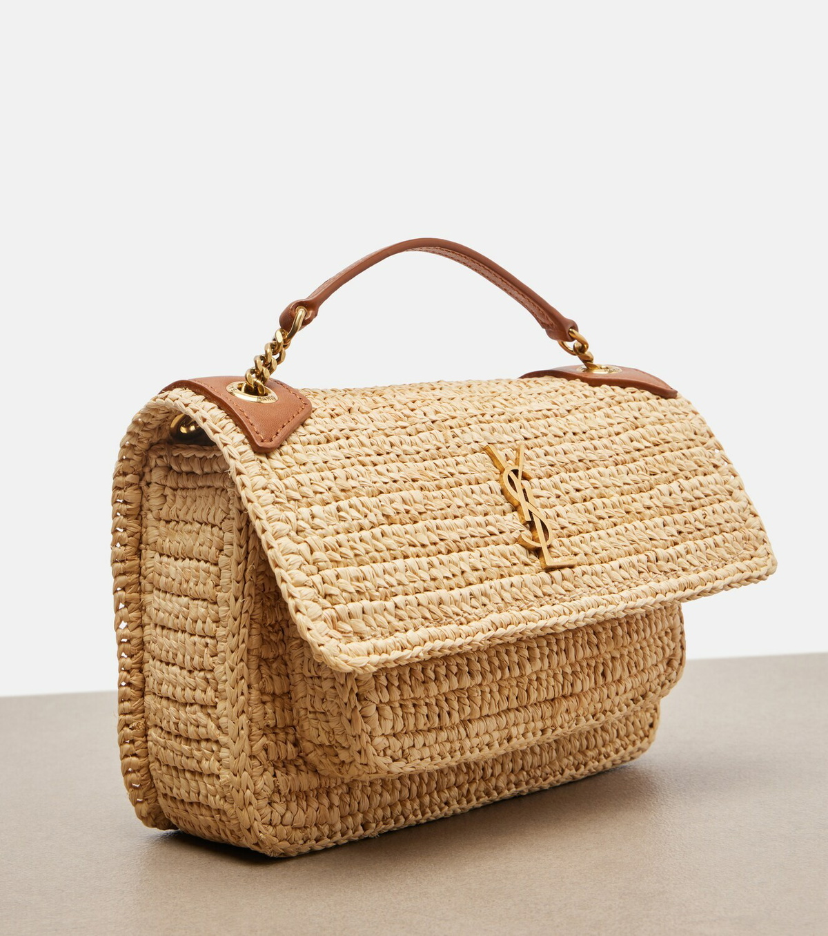 Saint Laurent Niki Mini raffia shoulder bag