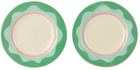 Laetitia Rouget Green & Blue Wavy Green Dessert Plate Set