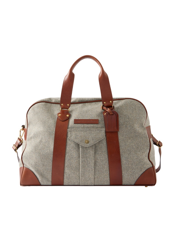 Photo: Brunello Cucinelli - Leather-Trimmed Flannel Weekend Bag