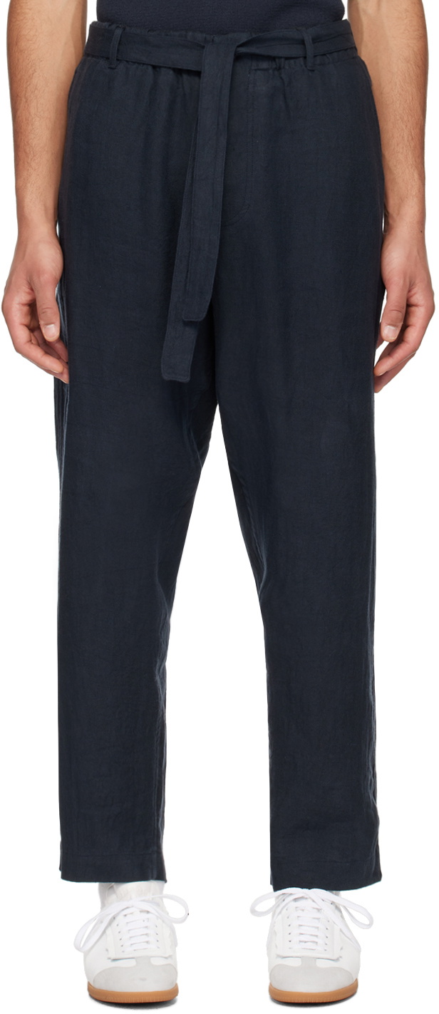 DOCUMENT Navy Relaxed-Fit Trousers