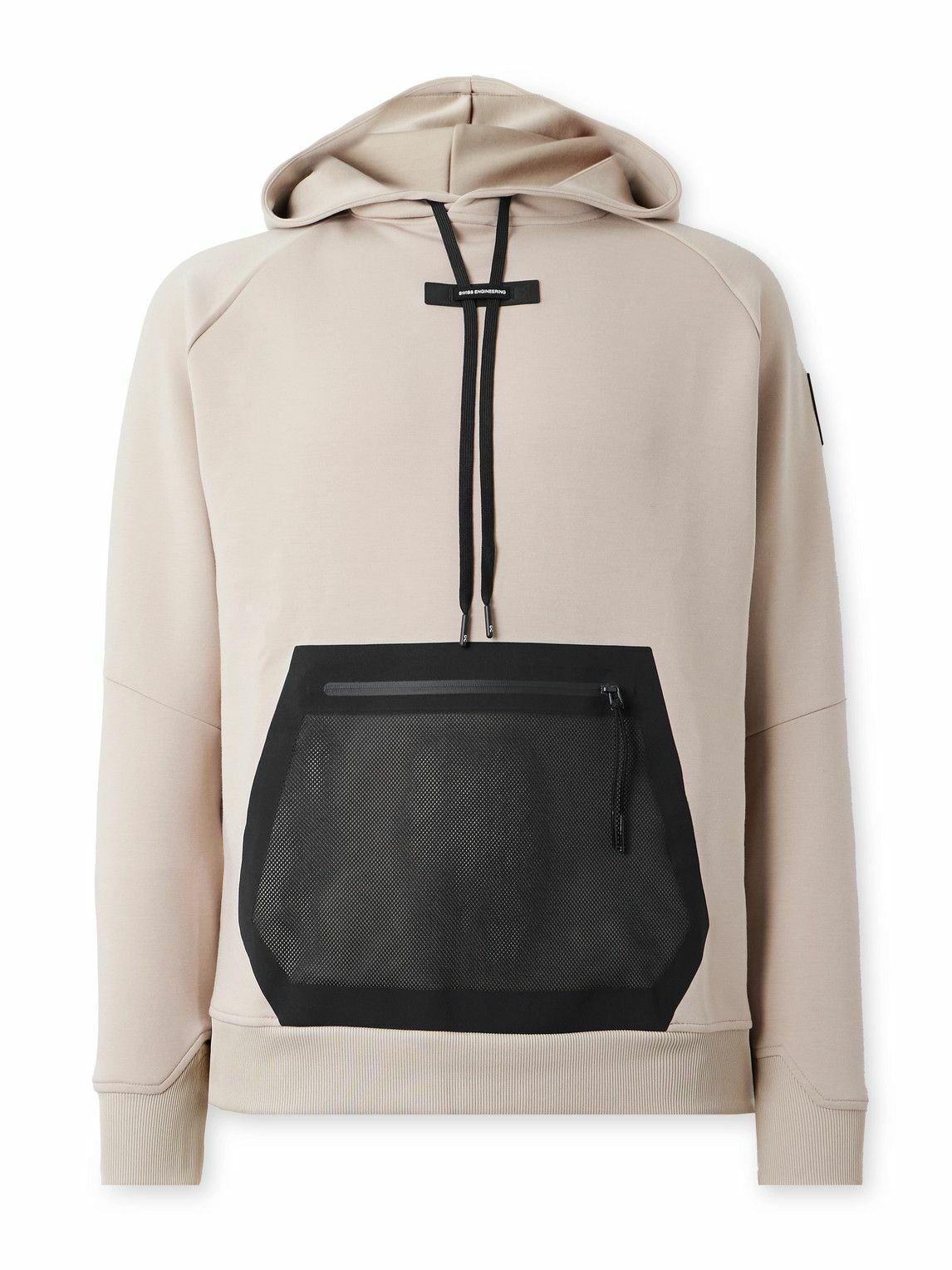 ON - Mesh-Trimmed Recycled Jersey Hoodie - Neutrals