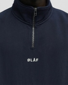 ØLÅF BLOCK ZIP MOCK NECK Blue Mens Half-Zips/Sweatshirt