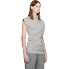 GANNI Gray Draped Jersey T-shirt