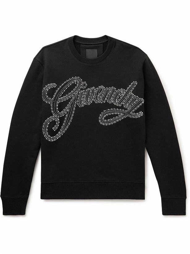 Photo: Givenchy - Logo-Embellished Embroidered Cotton-Jersey Sweatshirt - Black