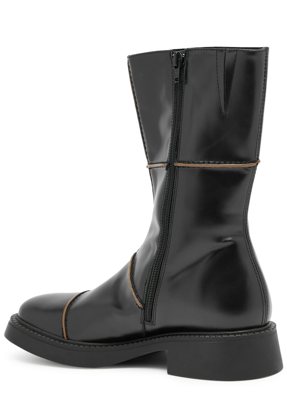 Miista Dahlia Panelled Leather Ankle Boot Black