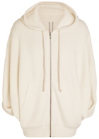 Rick Owens Maglia Zipped Hooded Knit Jumper Cream