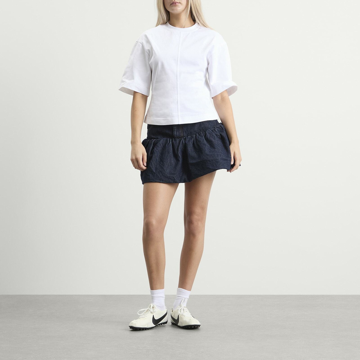 GANNI Women's Denim Bubble Mini Skirt in Rinse