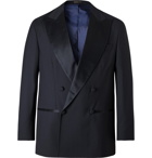 Rubinacci - Double-Breasted Satin-Trimmed Virgin Wool Tuxedo Jacket - Blue