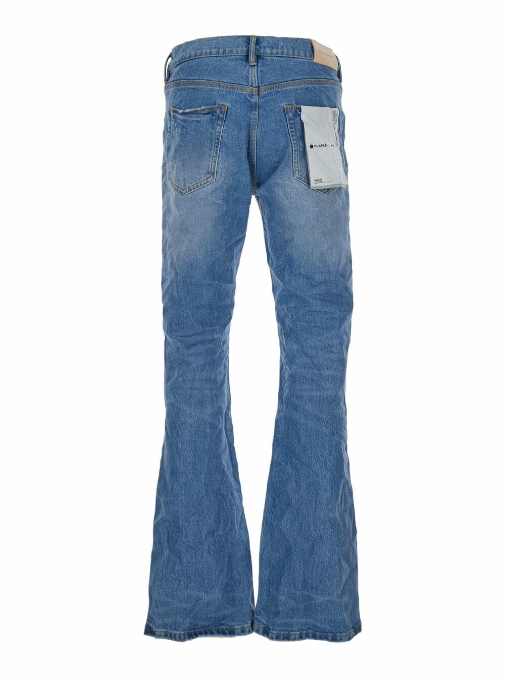 Purple Brand Blue Flared Jeans With Crinkled Effect In Stretch Cotton Denim Man
