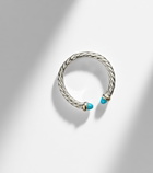 David Yurman Petite Cable sterling silver ring with turquoises