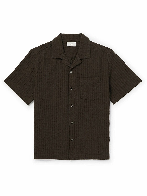 Photo: Mr P. - Convertible-Collar Organic Cotton-Blend Seersucker Shirt - Brown