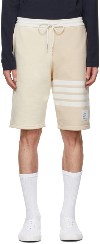 Photo: Thom Browne Off-White & Beige 4-Bar Funmix Shorts