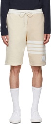 Thom Browne Off-White & Beige 4-Bar Funmix Shorts
