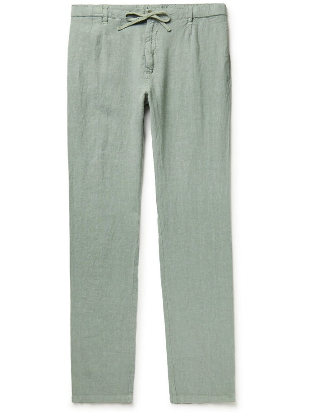 Photo: Hartford - Tanker Slim-Fit Tapered Pleated Linen Drawstring Trousers - Green