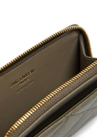 Saint Laurent Quilted Pebbled Leather Card Holder - Taupe - One Size