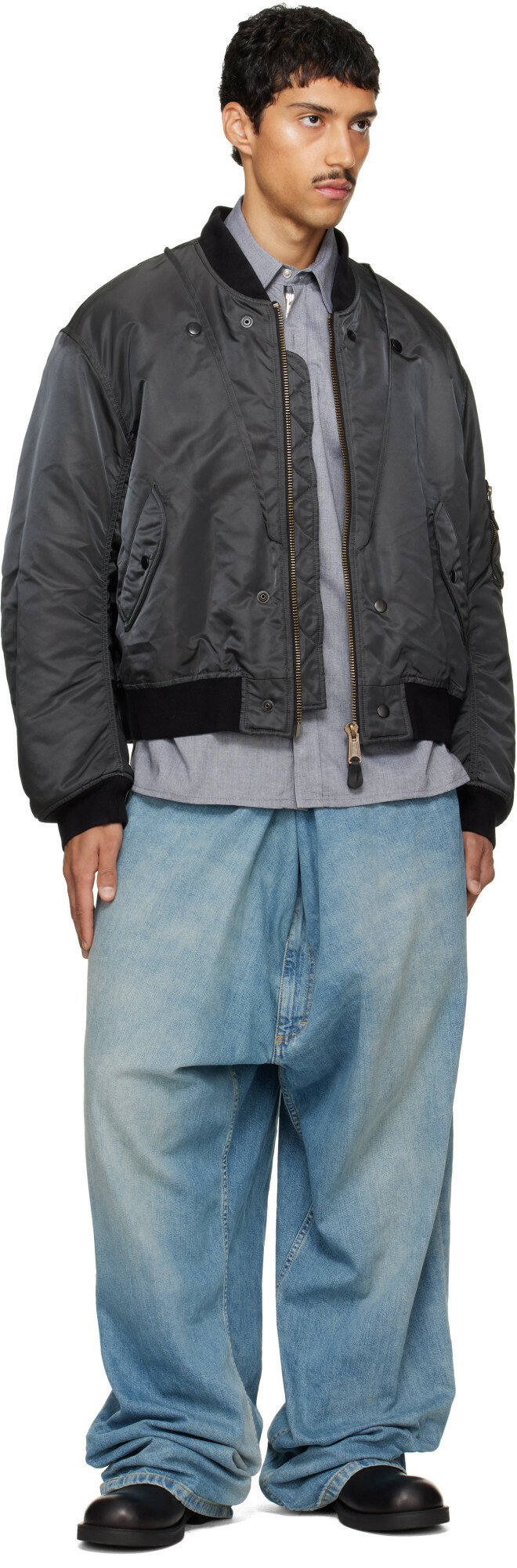 Maison Margiela Gray & Black Reversible Bomber Jacket