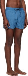 BOSS Blue Outline Logo Print Swim Shorts
