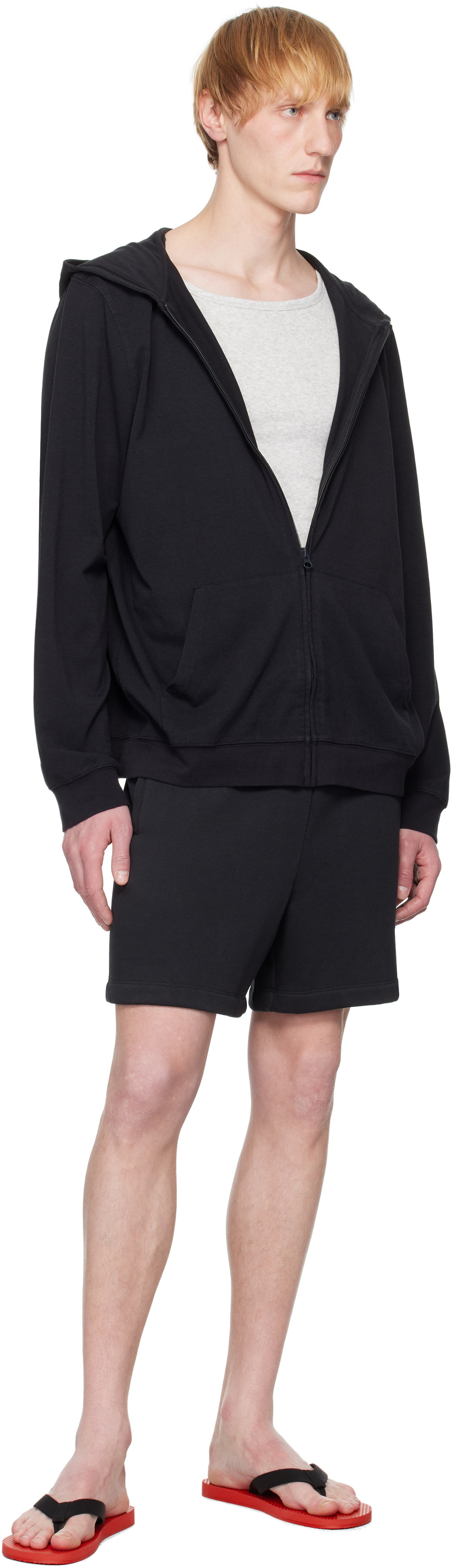 SKIMS Black Jersey Lounge Zip Up Hoodie