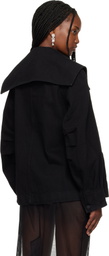 Simone Rocha Black Sailor Collar Workwear Bow Denim Jacket