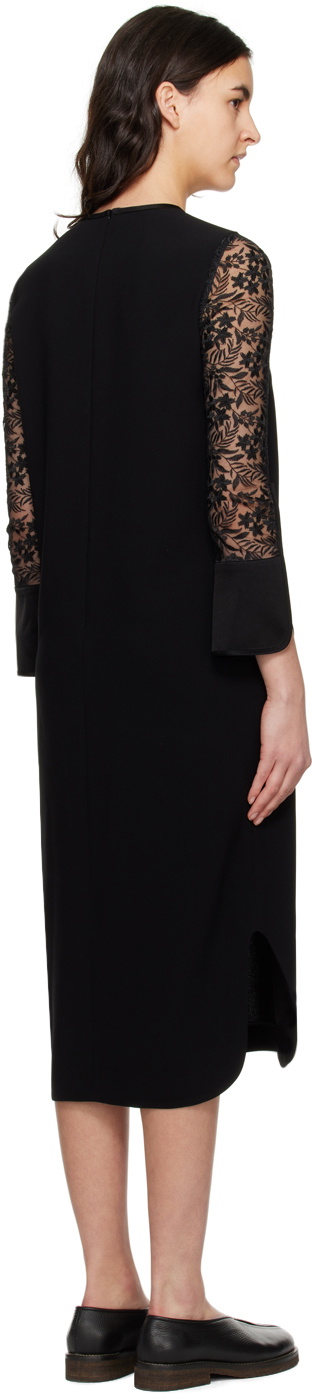 Mame Kurogouchi Black Floral Midi Dress