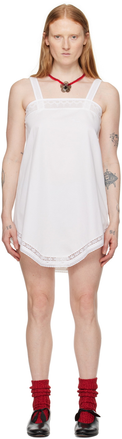 Bode White Convertible Teddy Minidress