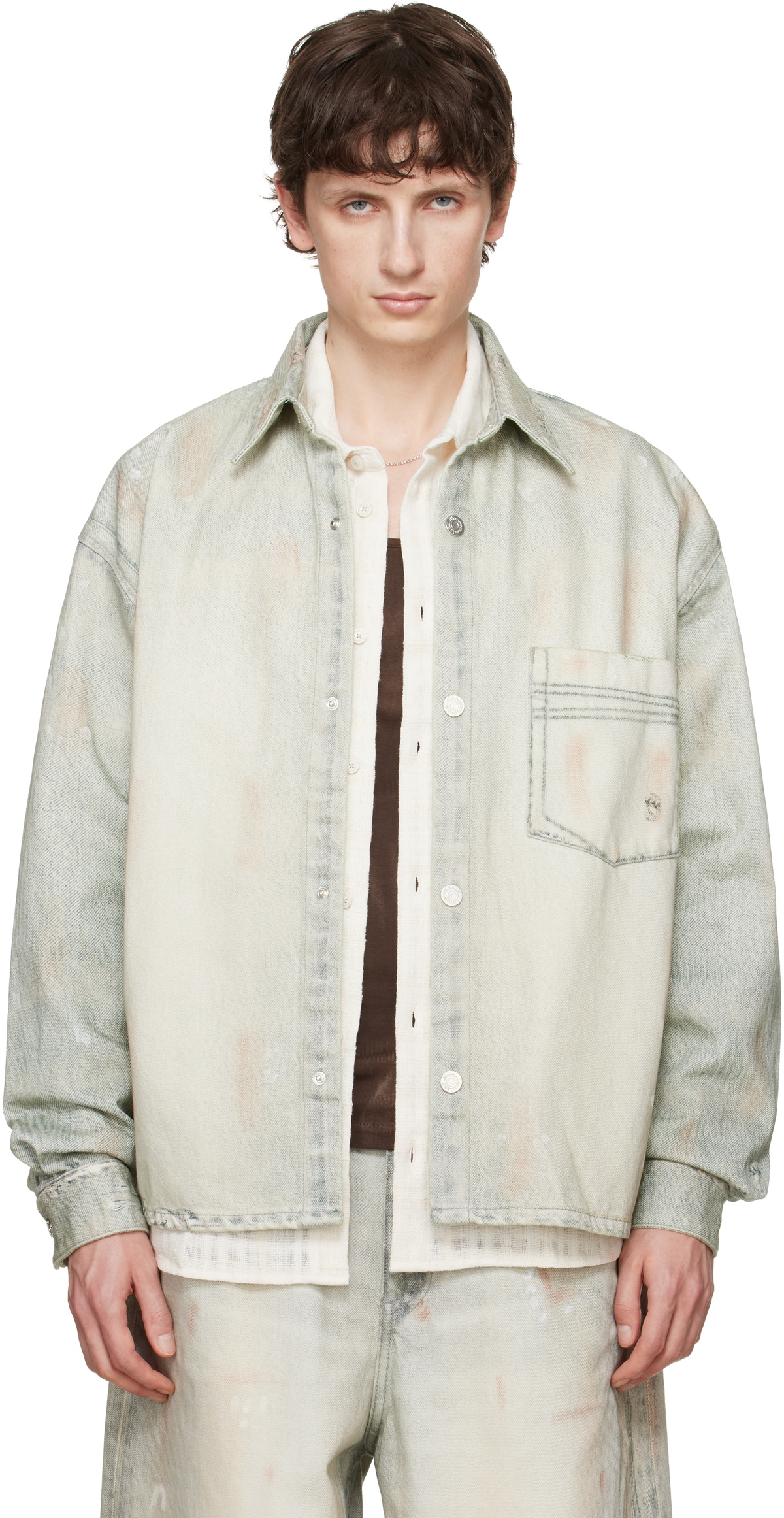 Won Hundred Blue Maza Printed Denim Shirt