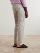 Slowear - Straight-Leg Pleated Virgin Wool, Silk and Linen-Blend Trousers - Neutrals