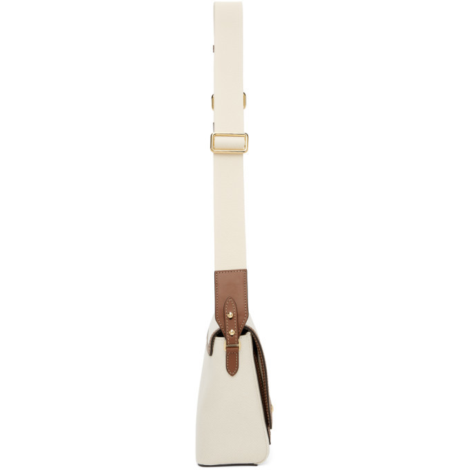 Burberry Off-White and Brown Canvas Horseferry Note Bag Burberry
