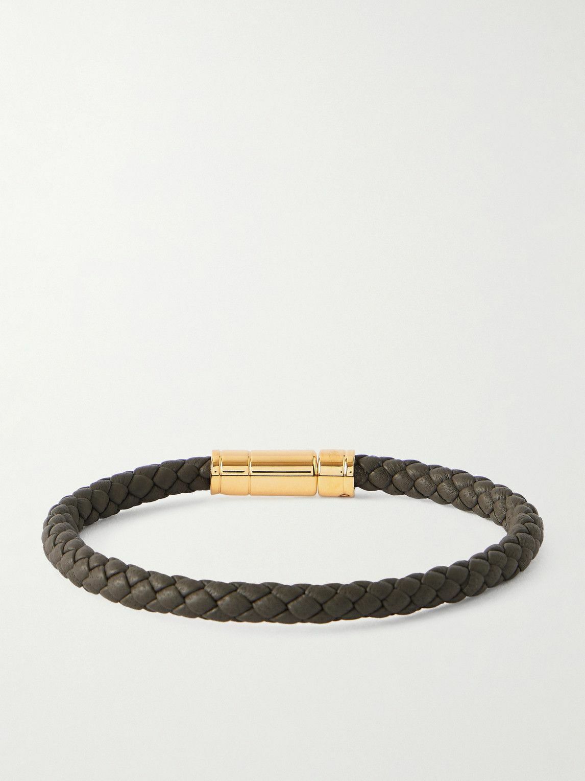 TOM FORD - Gold-Tone and Woven Leather Bracelet - Green