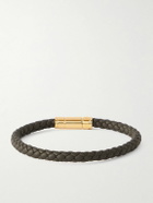 TOM FORD - Gold-Tone and Woven Leather Bracelet - Green