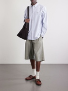 Human Made - Button-Down Collar Logo-Appliquéd Striped Cotton Shirt - Blue
