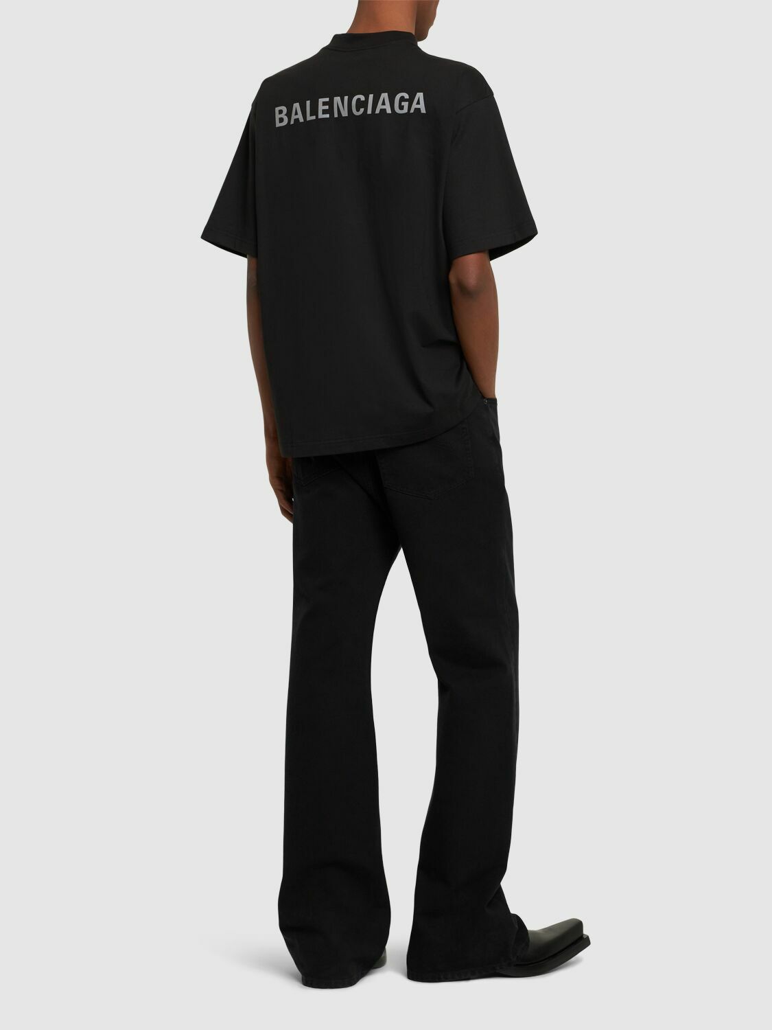BALENCIAGA Reflective ロゴ コットン Tシャツ 人気 BALENCIAGA - Reflective Logo Cotton T-shirt Balenciaga