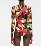 Louisa Ballou - Floral-print zip-neck rashsuit