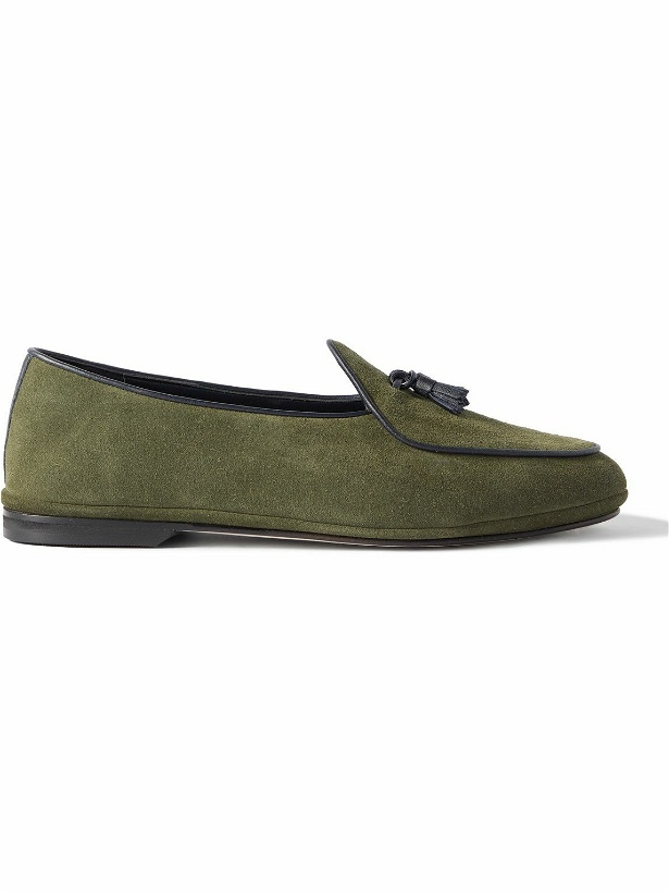 Photo: Rubinacci - Marphy Tasselled Leather-Trimmed Velour Loafers - Green