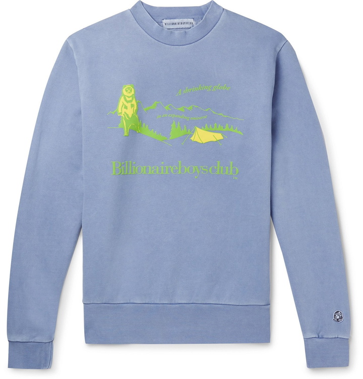 Photo: Billionaire Boys Club - Printed Appliquéd Loopback Cotton-Jersey Sweatshirt - Blue