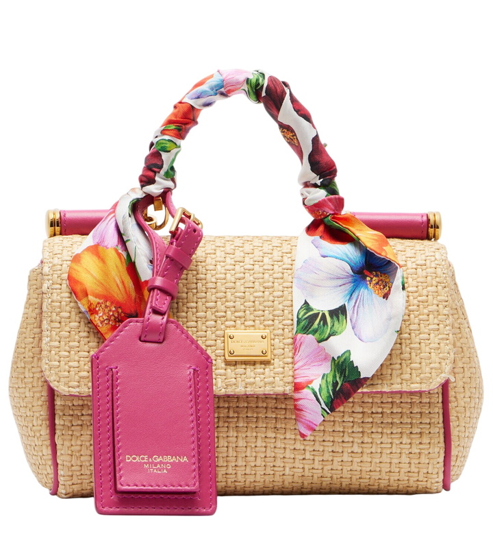 Photo: Dolce&Gabbana Sicily Small raffia-effect top-handle bag