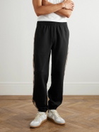 Burberry - Tapered Logo-Embroidered Checked Cotton-Jersey Sweatpants - Black