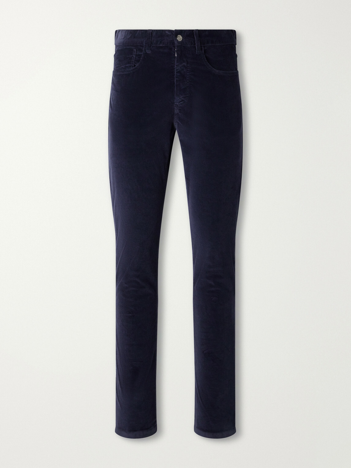 Canali - Tapered Cotton-Blend Corduroy Trousers - Blue