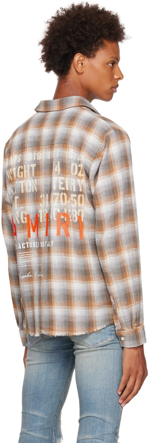 AMIRI Orange & Gray Stencil Plaid Shirt