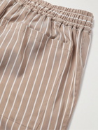 UMIT BENAN B - Straight-Leg Striped Silk and Cotton-Blend Trousers - Neutrals