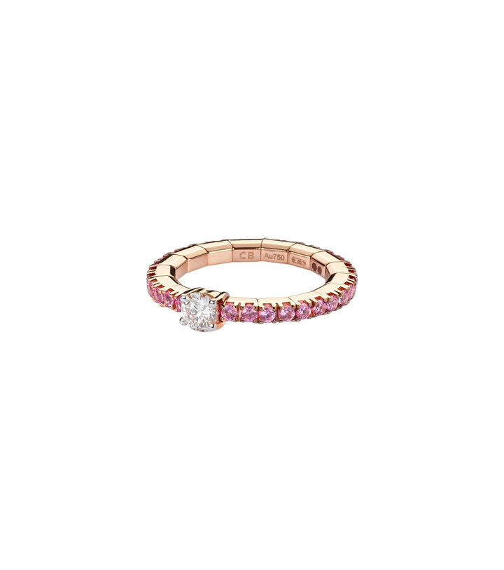 Photo: Bucherer Fine Jewellery Stretchy 18kt rose gold ring with diamond and sapphires