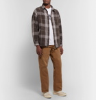 Remi Relief - Checked Cotton-Twill Zip-Up Shirt - Brown